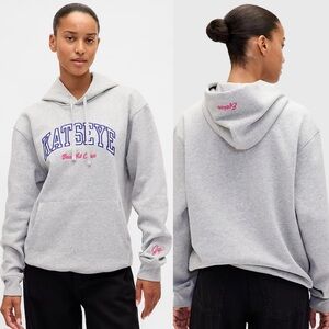KATSEYE x GAP Beautiful Chaos Embroidered Heather Grey Relaxed Hoodie